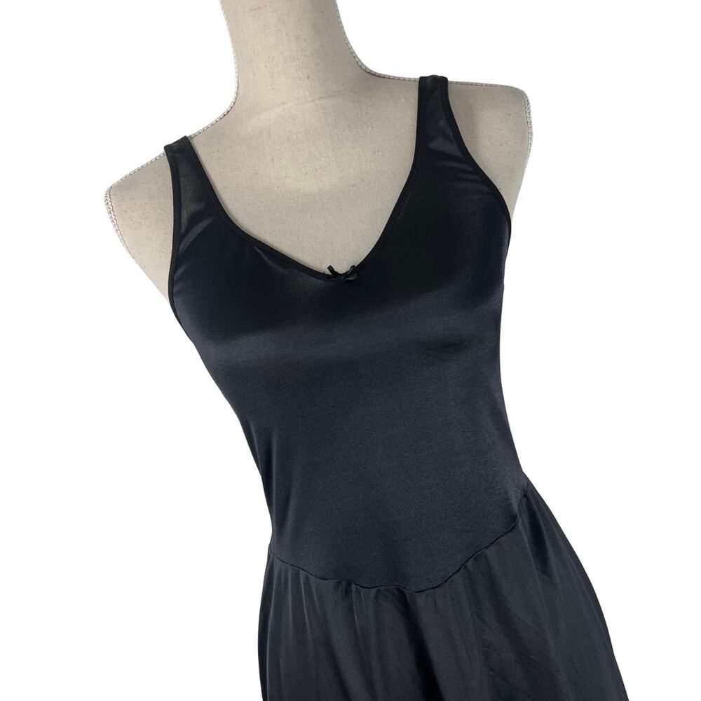 Vintage Warner’s Black Nylon Slip Dress 36 Perfect Measure Midi Nightgown - Picture 3 of 7